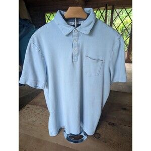 Tahari Men's Interlock Short Sleeve Polo Shirt Blue Size Large 100% Cotton